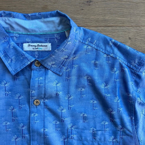 Tommy Bahama Shirt Mens XL Blue Island Zone Mojito Bay Palm Row Coolmax Jacquard - Picture 2 of 8